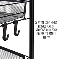 Honey Can Do Black 4-Tier Metal Rolling Cart with Trays