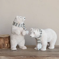 Hello Honey® 14.75" Cream Faux Fur Standing Polar Bear with Scarf
