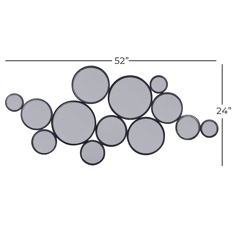 52" Black Contemporary Metal Wall Mirror Cluster