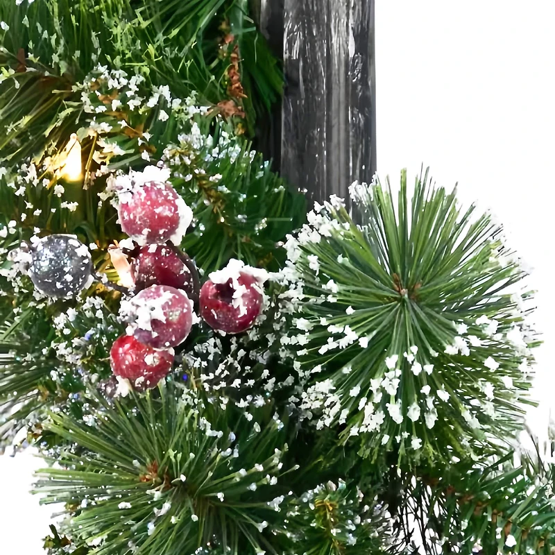 7ft. Pre-Lit Potted Lamp Post with Warm White LED Lights