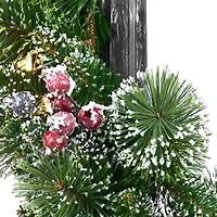 7ft. Pre-Lit Potted Lamp Post with Warm White LED Lights