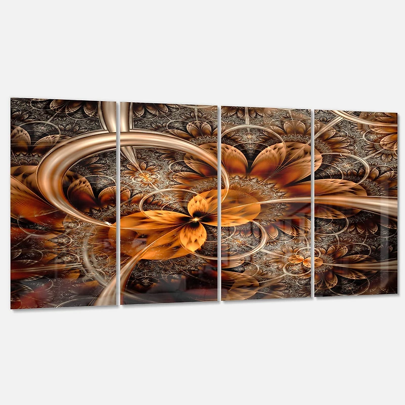 Designart - Dark Orange Fractal Flower