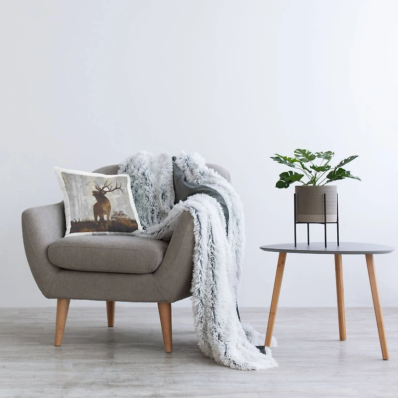 Stupell Industries Brown Rustic Buck Deer Forest Nature Throw Pillow, 18" x 18"