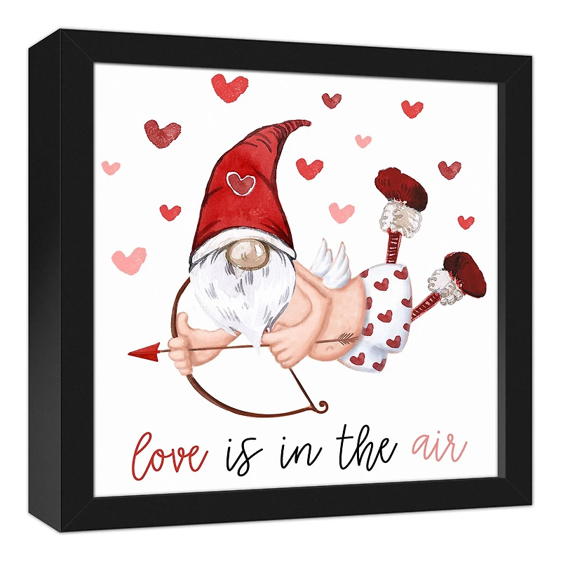 Gnome Cupid 13.73" x 13.73" Black Framed Canvas