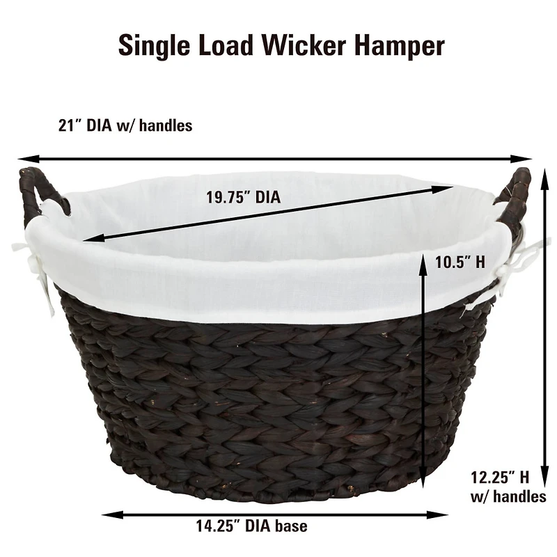 Household Essentials 12.5" Round Wicker Laundry Basket with Handles