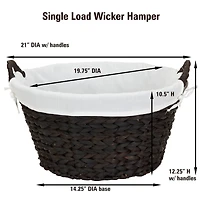 Household Essentials 12.5" Round Wicker Laundry Basket with Handles