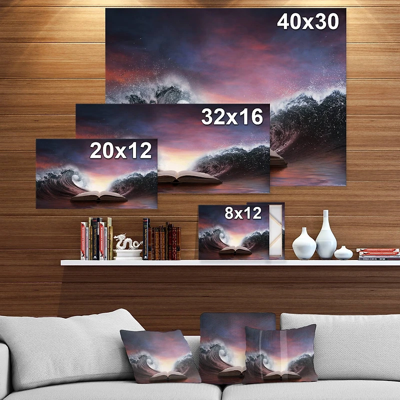 Designart - Bible and two large waves