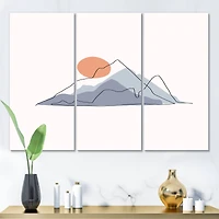 Designart - Abstract Mountainscape With Red Moon