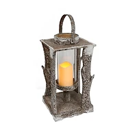 19.5" Wooden Lantern with LED Candle