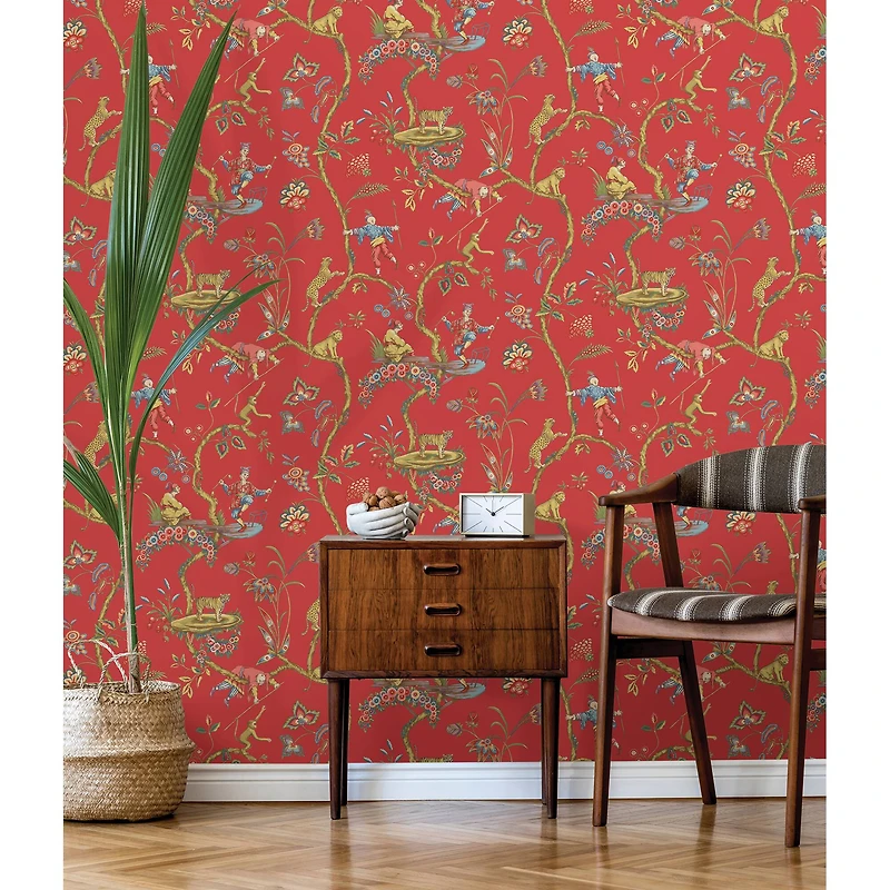 Wallpops Tomato Chinoise Exotique Scalamandre Self Adhesive Wallpaper