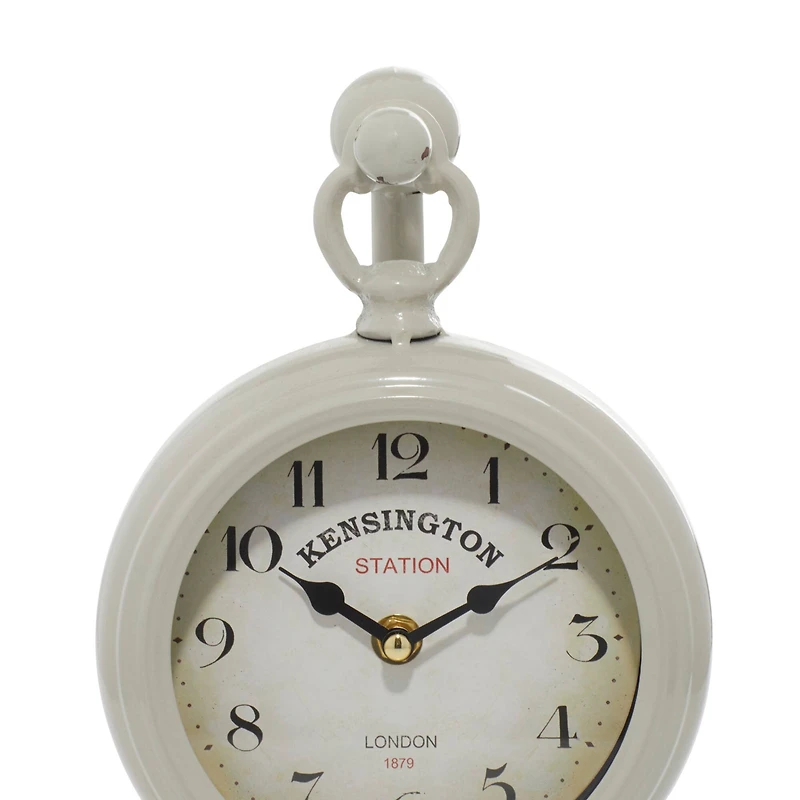 15" White Metal Hanging Clock
