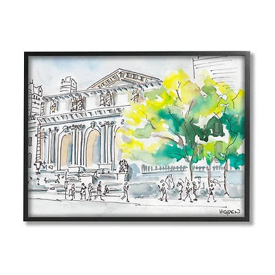 Stupell Industries Classic City Architecture Urban Watercolor Landscape in Frame Wall Art