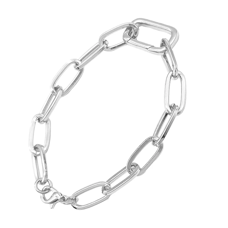 7.1" Silver Paperclip Link Charm Bracelet by Bead Landing™