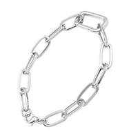 7.1" Silver Paperclip Link Charm Bracelet by Bead Landing™