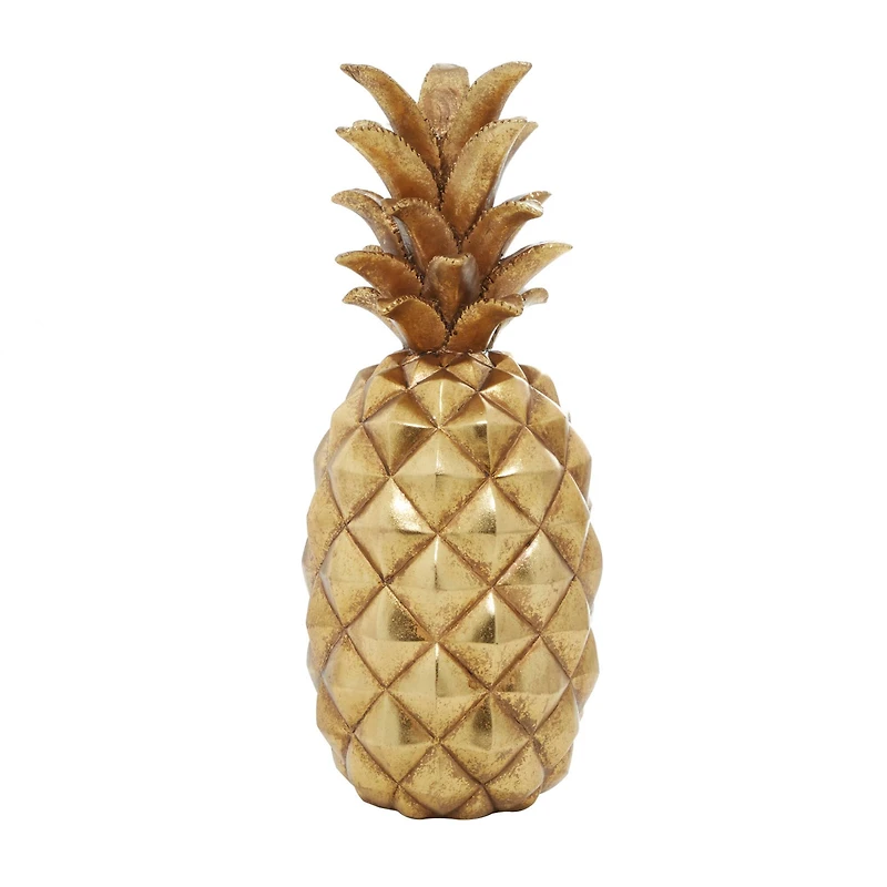 Gold Polystone Traditional Decorative Pineapple , 18" x 7" x 7"
