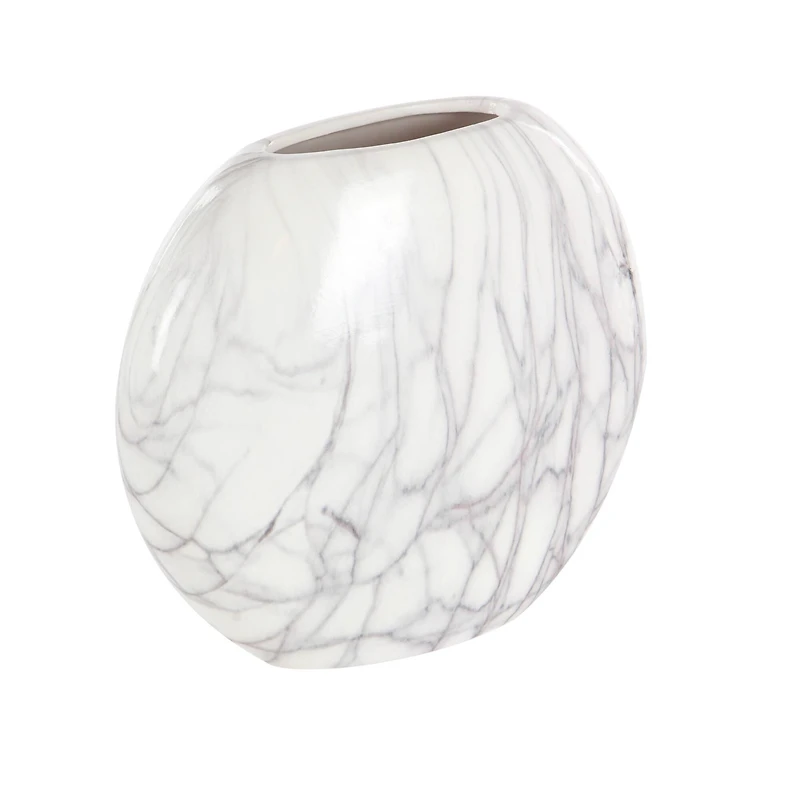 Set of 3 Grey Stoneware Contemporary Vase, 9" x 8"