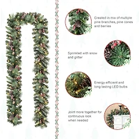 Glitzhome® 6ft. Pre-Lit Glittered Pinecones & Berries Christmas Garland, 2ct.