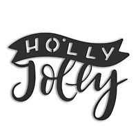 4" Holly Jolly Typography Metal Ornament