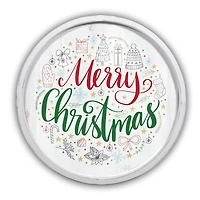 20" Round Merry Christmas Icons Framed Wall Print