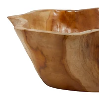 14" Brown Wood Natural Decorative Bowl