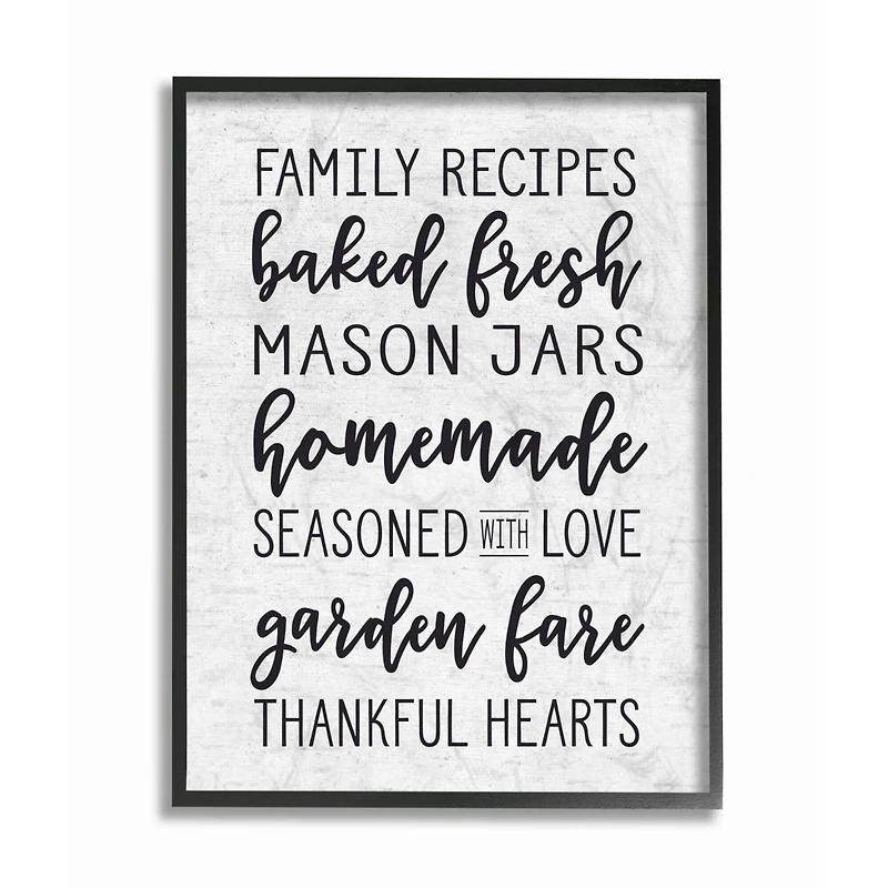 Stupell Industries Family Recipes Typography Black Framed Wall Art