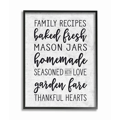 Stupell Industries Family Recipes Typography Black Framed Wall Art