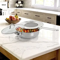 Oster Sangerfield 4qt. Stainless Steel Sauté Pan with Lid and Splatter Guard