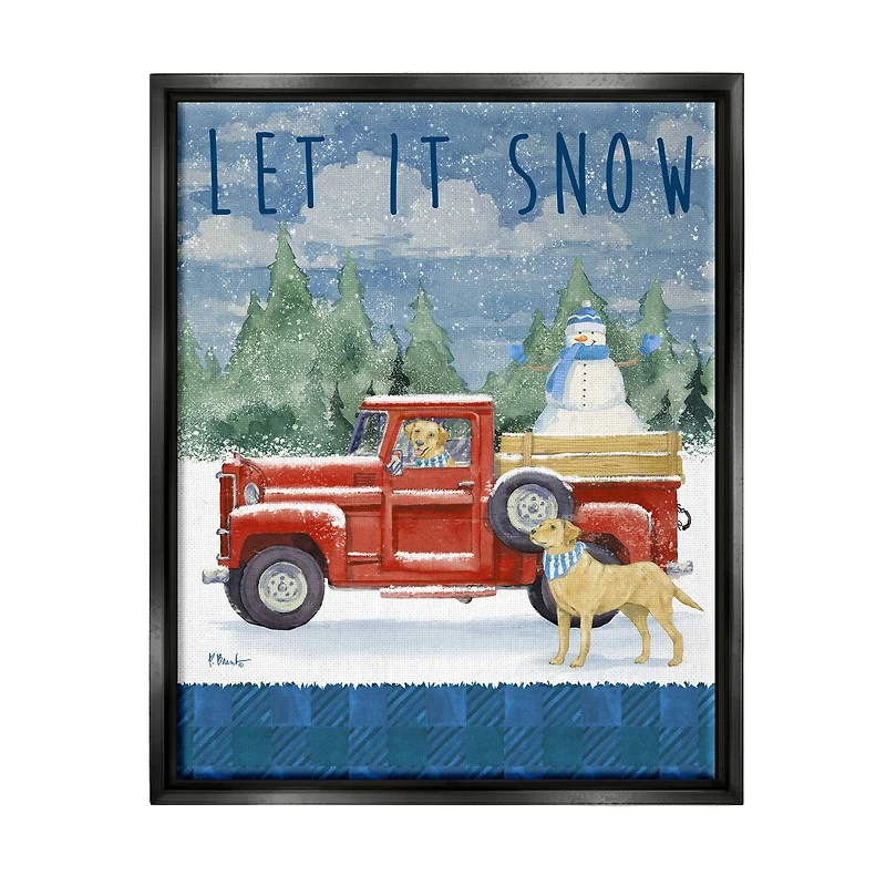 Stupell Industries Let It Snow Winter Dogs Framed Floater Canvas Wall Art