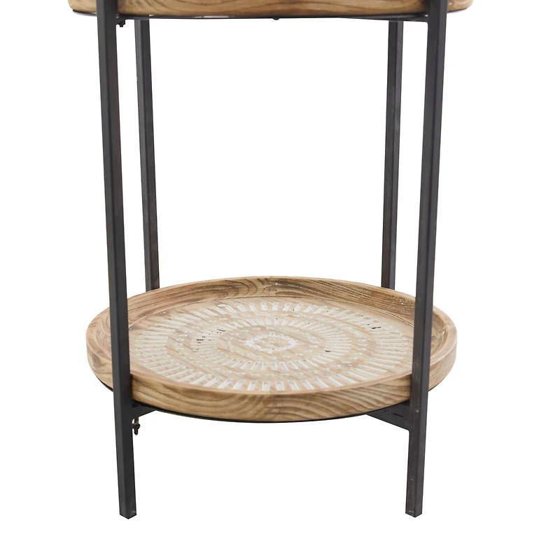 Brown Wood Traditional Shelving Unit 64" x 17" x 17"