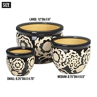Floral Nights Ceramic Planter Set