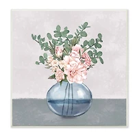 Stupell Industries Pink Rose Bouquet in Soft Blue Vase,12" x 12"