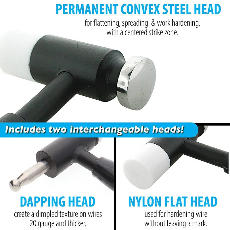 The Beadsmith® Whammer® Interchangeable Nylon Head & Dapping Head Hammer