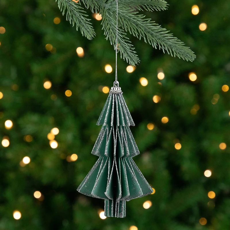 6" Glittered Green Christmas Tree Ornament