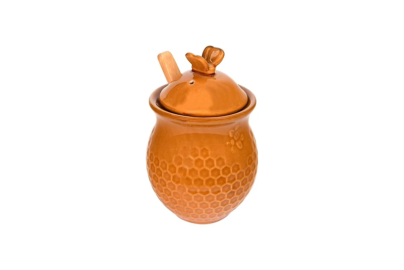 Hello Honey® 4.5" Yellow with Decorative Bees Stoneware Honey Jar