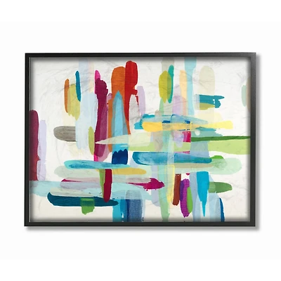 Stupell Industries Colorful Cross Hatch Abstraction Black Framed Wall Art