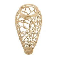 Gold Aluminum Contemporary Vase, 9" x 9" x 23"