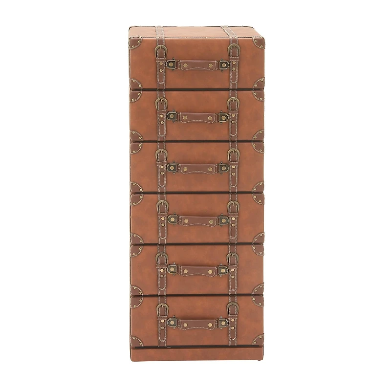 42" Tan Faux Leather Traditional Chest