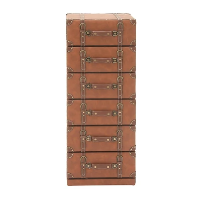 42" Tan Faux Leather Traditional Chest