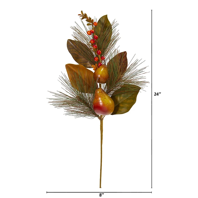 24" Pear, Pine & Magnolia Leaf Pick, 6ct.