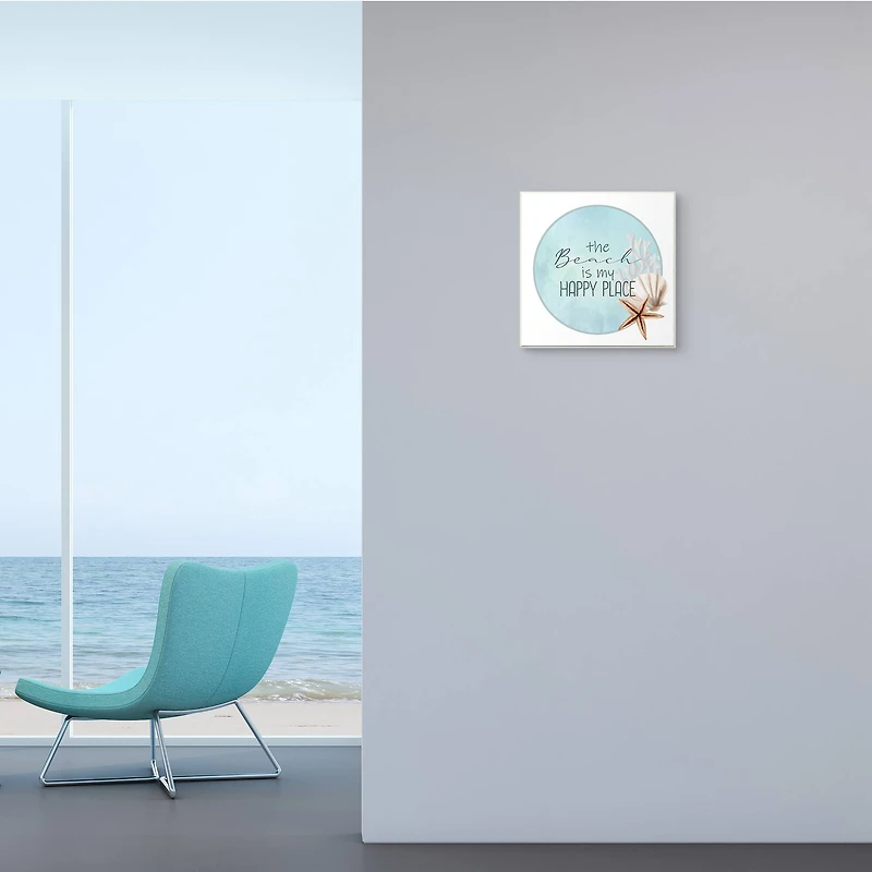 Stupell Industries Beach is my Happy Place Sentiment Shell Starfish ,12" x 12"