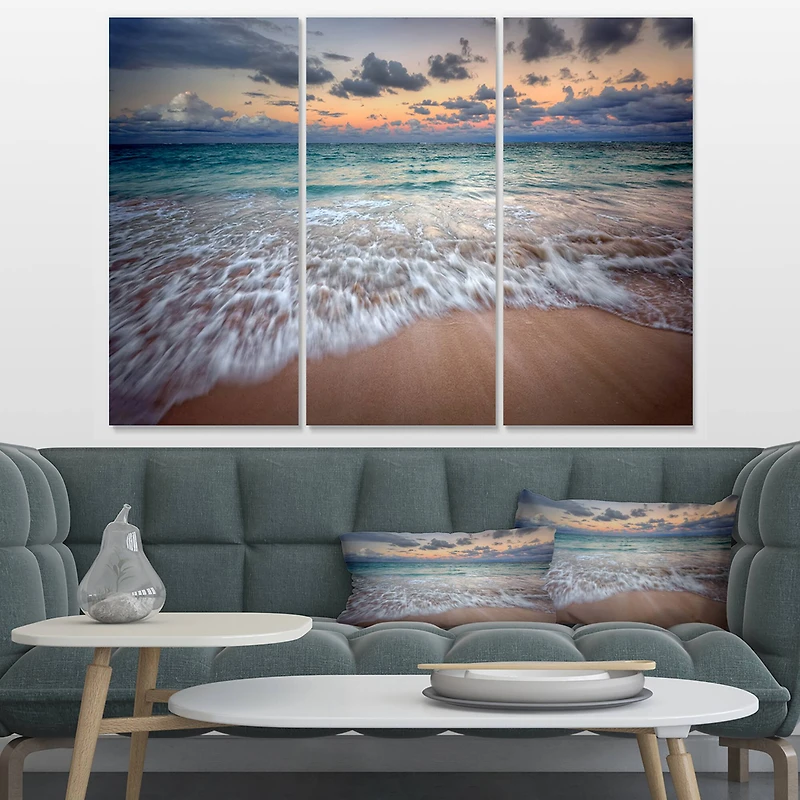 Designart - Waves Crashing Serene Seashore