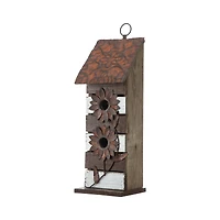 Glitzhome® 14.5" Brown & White Pallet Distressed Birdhouse