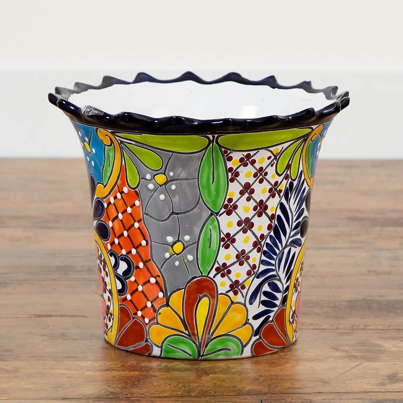 12" Handmade Mexican Talavera Ceramic Planter