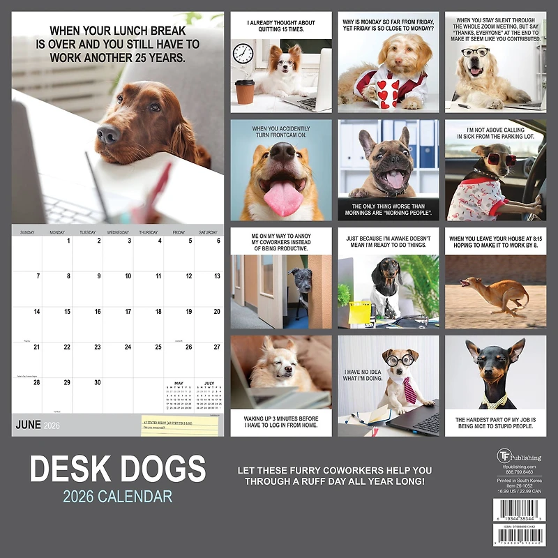 2026 Desk Dogs Wall Calendar