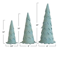 Hello Honey® Mint Green Layered Wool Felt Tree Set with Gold Metallic Stitching