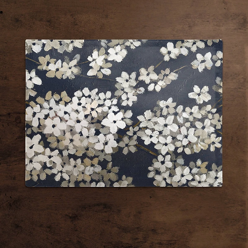 Navy & White Blossoms Cotton Twill Placemat