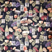 Feldman Cheese, Grapes & Wine Bottles Cotton Fabric