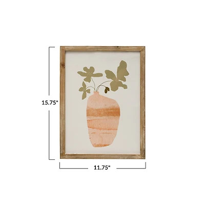 Hello Honey® 16" Multicolor Scandinavian Wood Framed Flowers in Vase Wall Art with Glass Cover