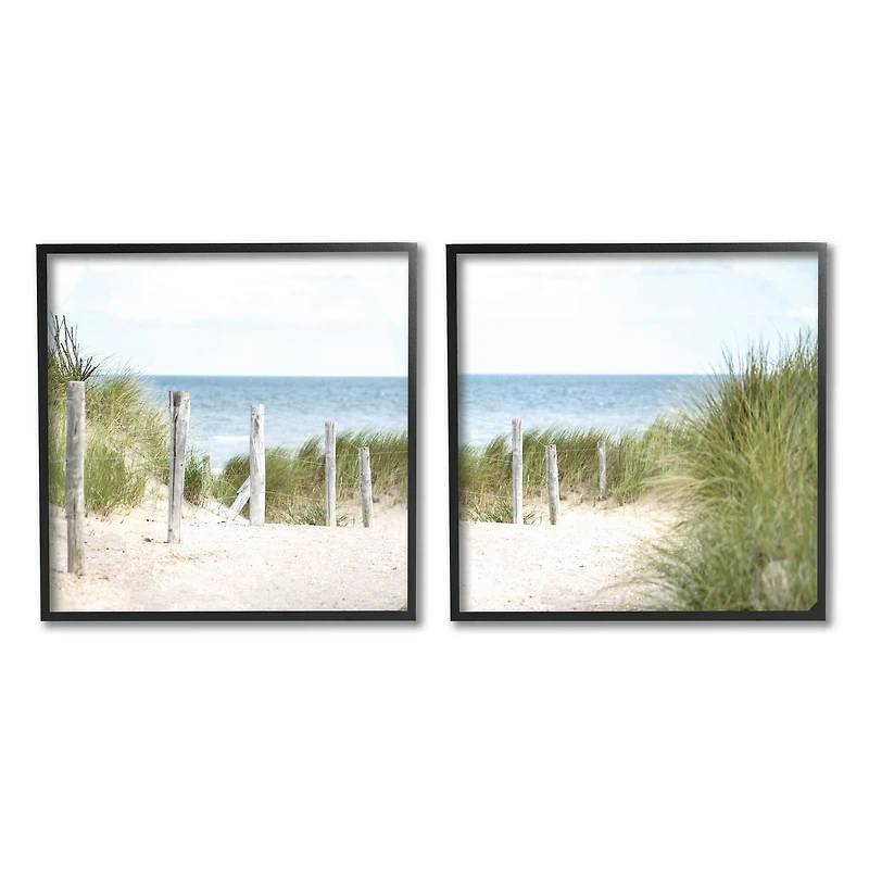 Stupell Industries Calm Coastal Beach Fence Nautical Landscape,12" x 12"