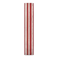 90" Red & White Distressed Stripes Table Runner